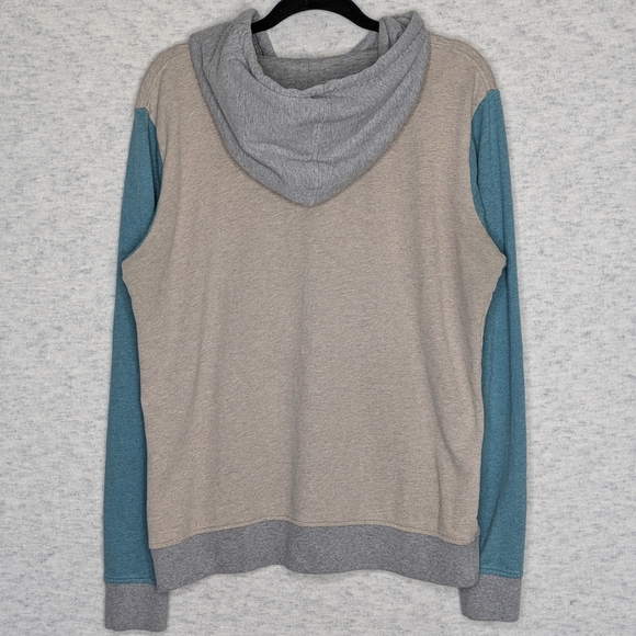 Board Short Label Lightweight Full-Zip Hoody Teal Gray Cream Sz L Organic Cotton - Picture 6 of 8